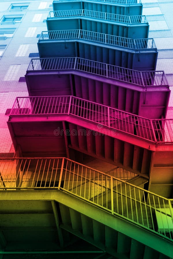 Colorful exit stairs