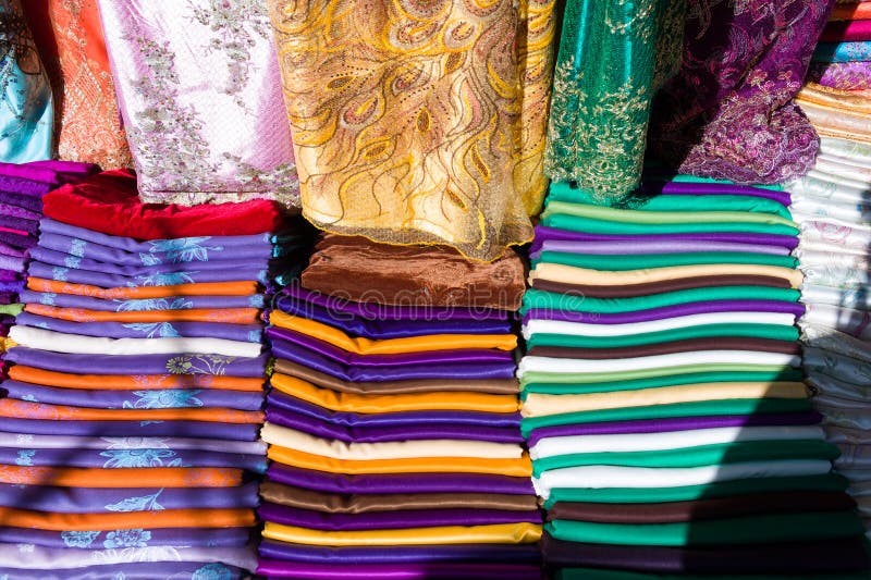 Colorful Fabric in the Bazaar Stock Photo Image of market, personal