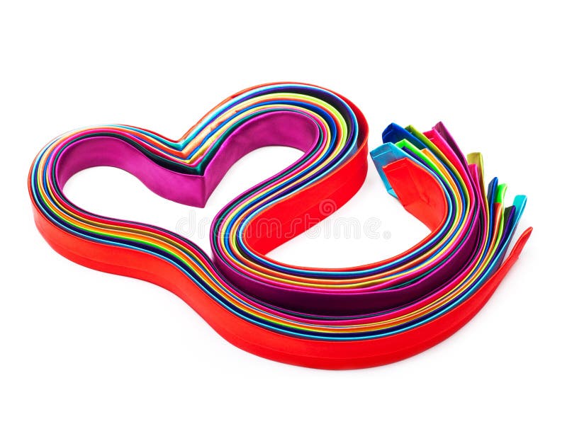 Colorful fabric heart from ties. stock photo