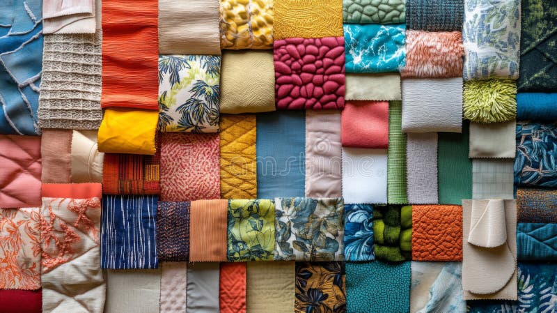 Colorful Fabric Texture Collection stock illustration