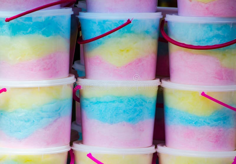 Colorful Fairy Floss in White Bucket. Stock Image - Image of fair ...