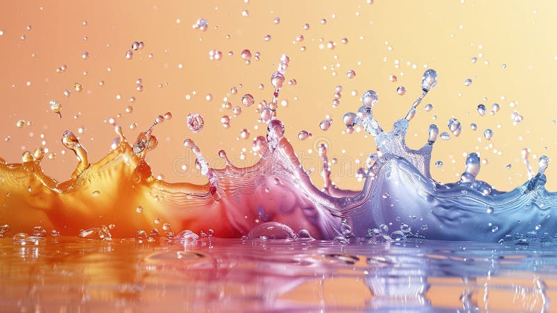 Vivid Liquid Splash in Orange and Blue Tones stock illustration