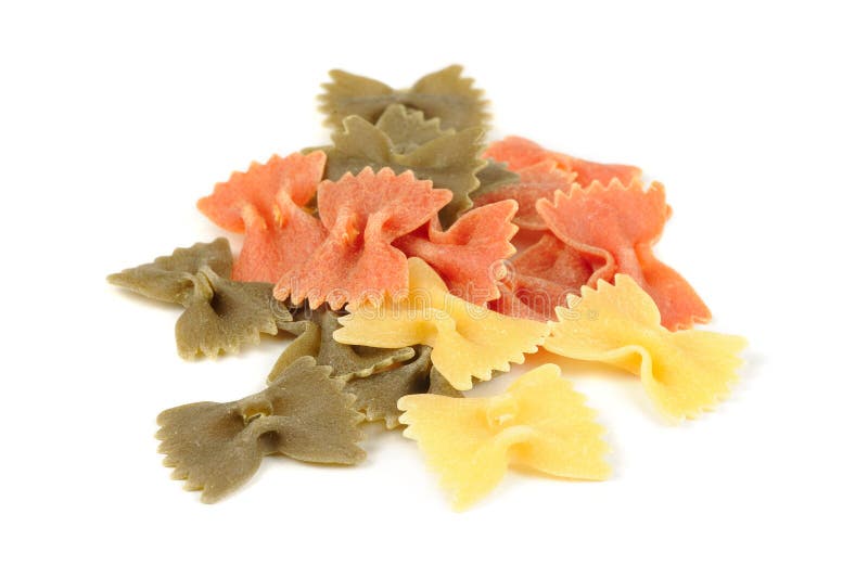 Colorful Farfalle (Bow-Tie) Pasta Isolated on White Background