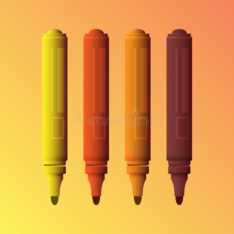 A Set Of Colour Markers, Markers For School Children On A White
