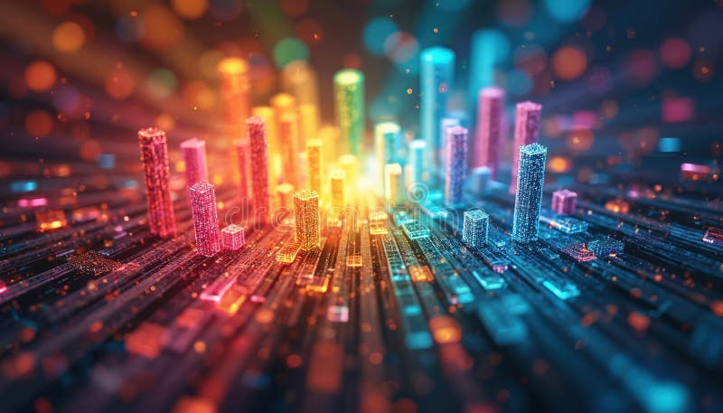 Colorful financial graph represents dynamic landscape of business world. Data visualization of investments, performance vector illustration