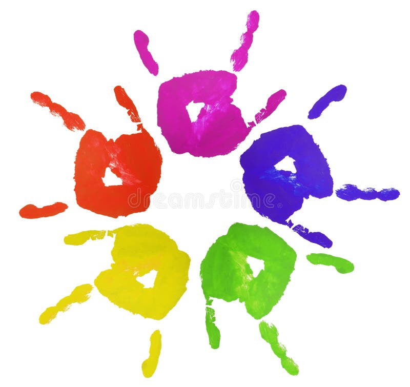 3 finger painted hands stock photo. Image of education 513192