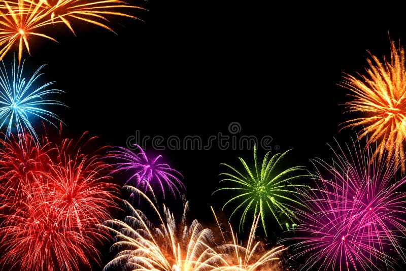Colorful fireworks with copyspace