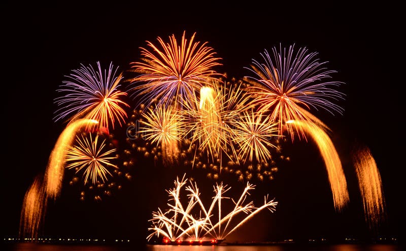 Colorful fireworks display royalty free stock image