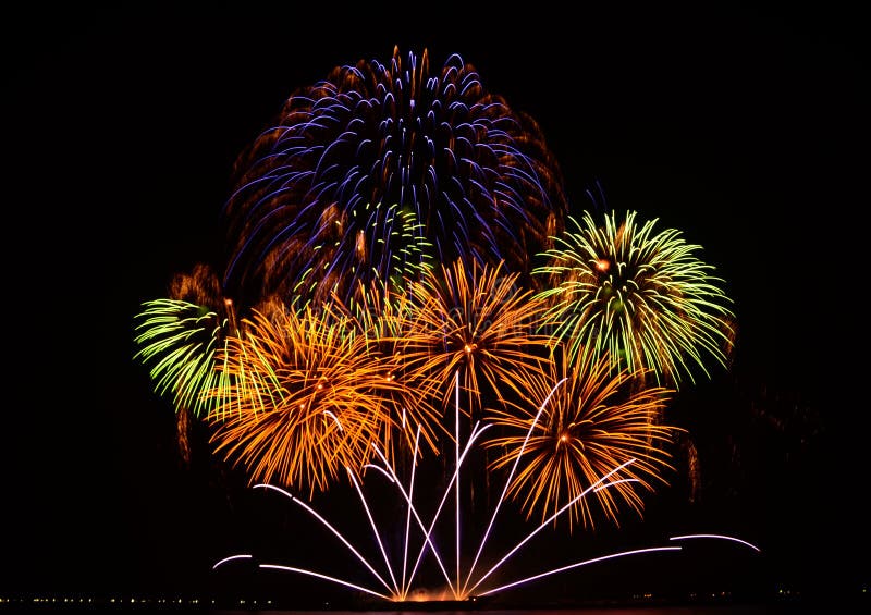 Colorful fireworks display royalty free stock photo