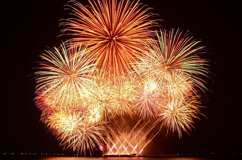 Colorful fireworks display stock photography