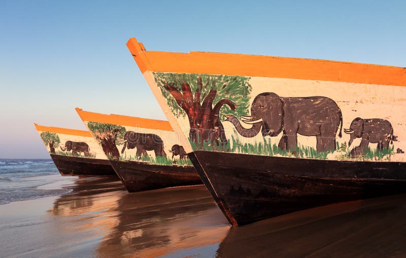 Colorful fishing boats, Lake Malawi