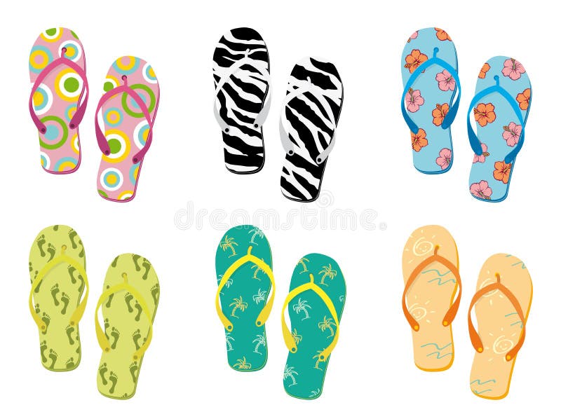 Colorful Flip Flops Collection Stock Vector - Illustration of wears ...
