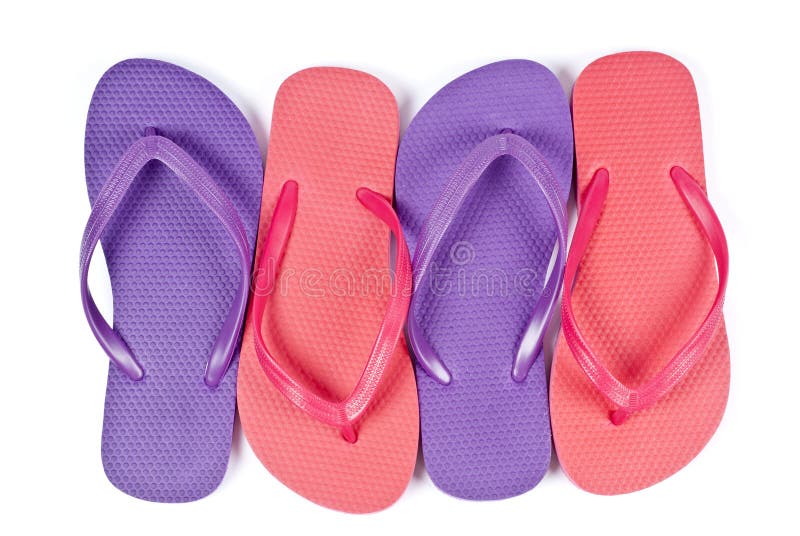 Colorful Flip Flops Isolated on White Stock Photo - Image of white