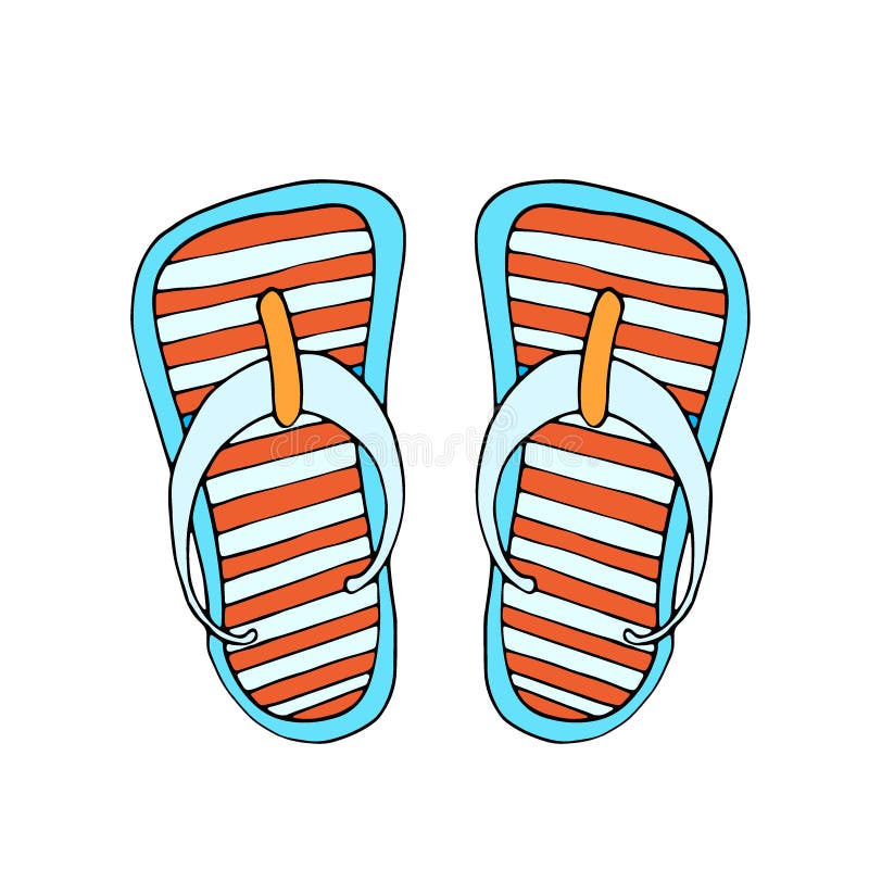 Colorful flip flops stock vector. Illustration of drawn - 132335626