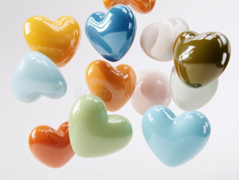 Colorful Floating Hearts - Abstract Design vector illustration
