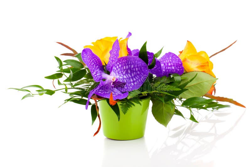 Colorful floral bouquet of orchids royalty free stock images