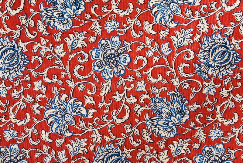 Colorful Floral Cotton Tapestry Fabric Background royalty free stock photo