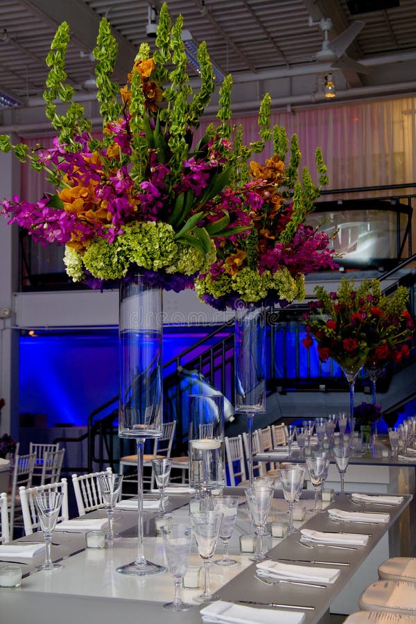 Colorful flower arrangement and table stock photo Colorful flower arrangement and table stock photo