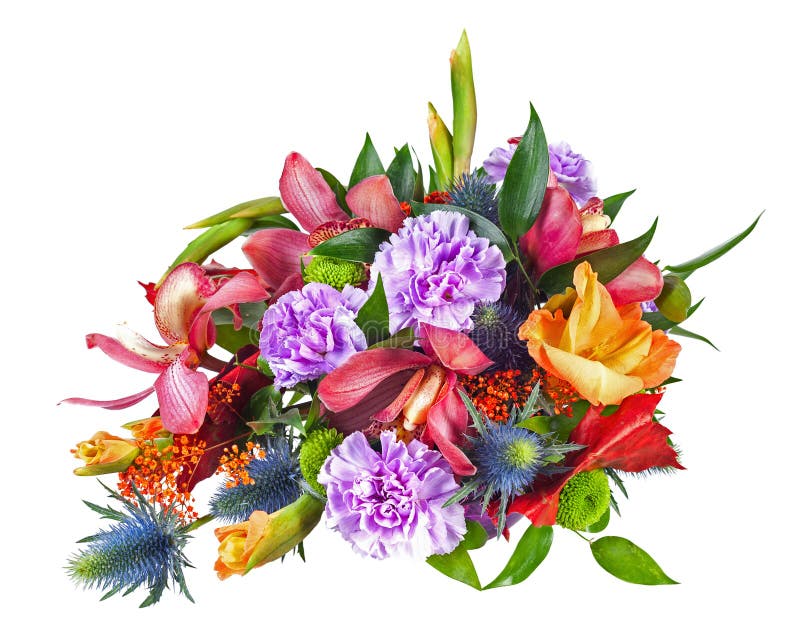Colorful Flower Bouquet Arrangement Centerpiece Isolated on Whit