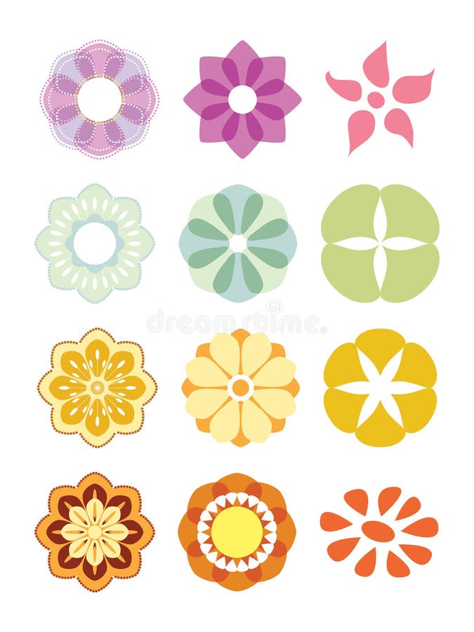 Colorful flower set.