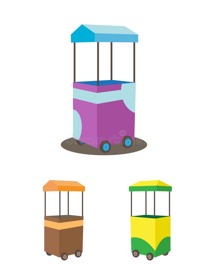 Download Colorful Food Cart Stall Mock Up Design. Kiosk Icon Set. Stock Vector - Illustration of green ...