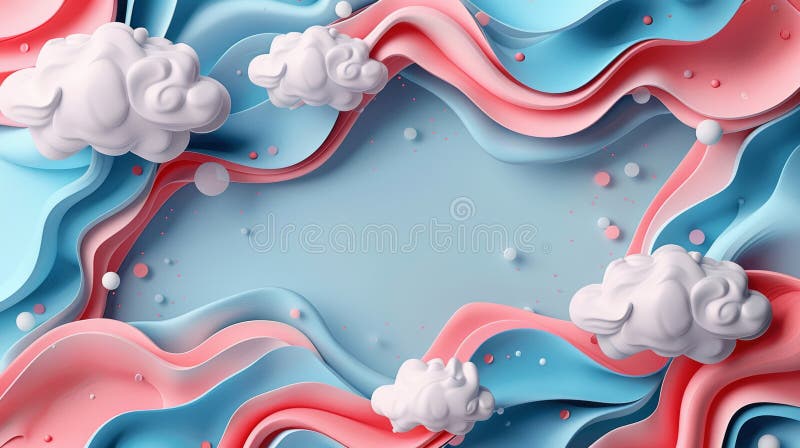 Colorful Frame Border Background with Cloud Computing Concept in 3D Abstract Design stock illustration