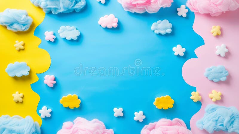 Colorful Frame Border Background with Cloud Computing Concept in Pastel Colors for Modern Technology Themes vector illustration