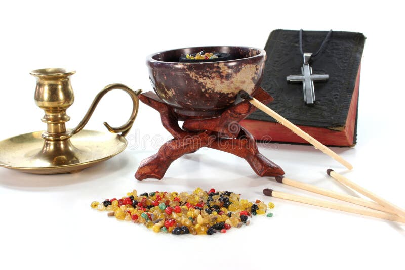 Frankincense with Incense Censer and Bible Stock Photo Image of