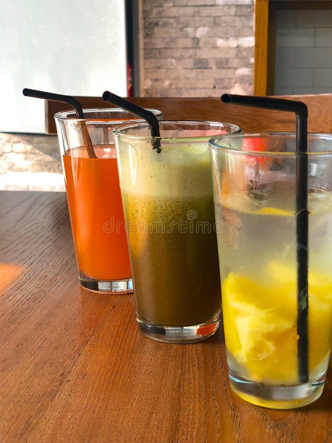 Colorful Fresh Fruit Juices in a Glass Stock Photo Image of cucumber