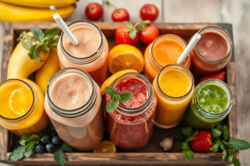 Colorful Fresh Fruit Smoothies vector illustration