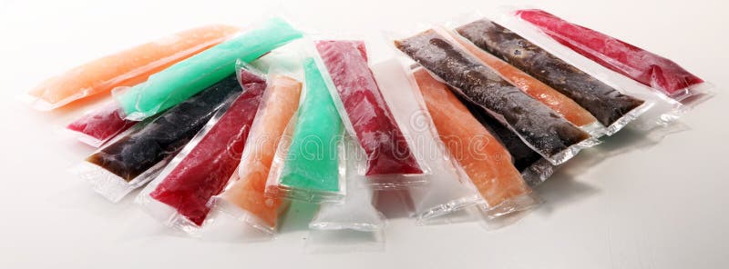 Colorful frozen fruit bar ice pops royalty free stock images