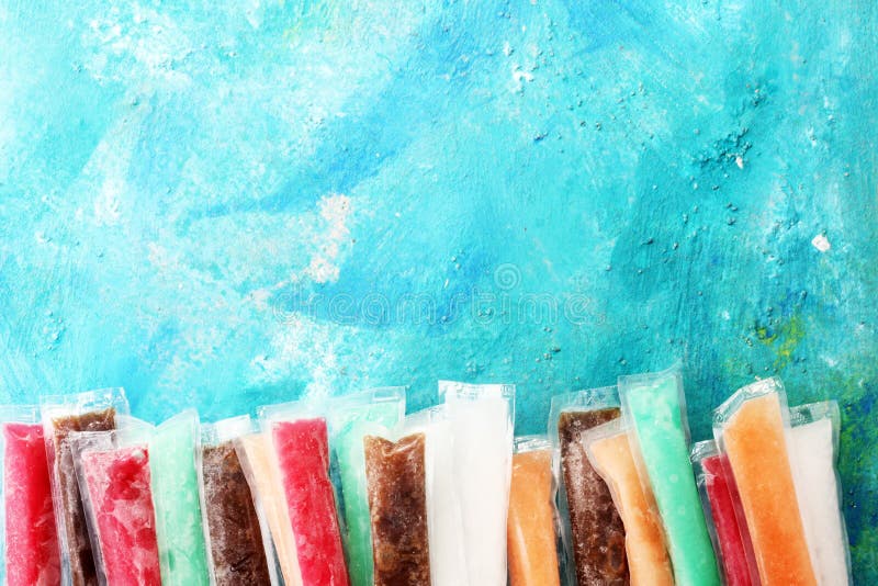 Colorful frozen fruit bar ice pops stock images
