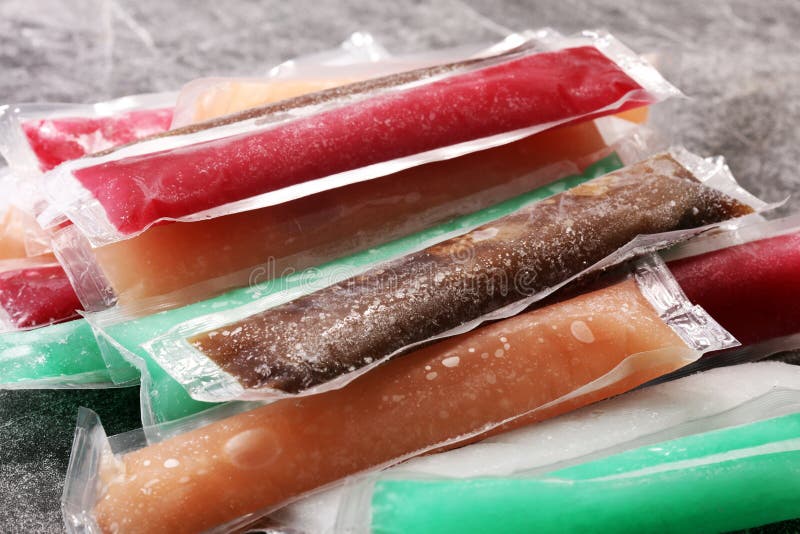 Colorful frozen fruit bar ice pops royalty free stock image