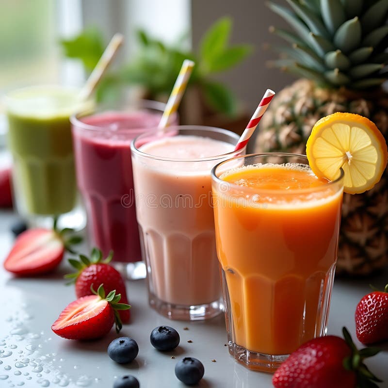 Colorful Fresh Fruit Smoothies vector illustration