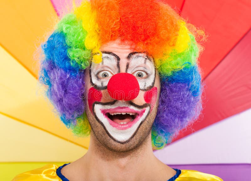 Colorful Funny Clown Face Portrait Stock Image - Image of funny, joker