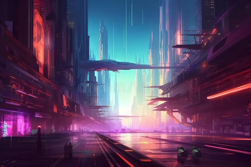 HD wallpaper: cyberpunk, purple, fantasy art, city, fantasy city, concept  art