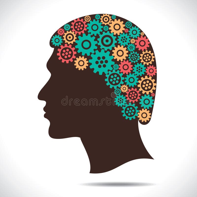 Colorful gear in head stock illustration
