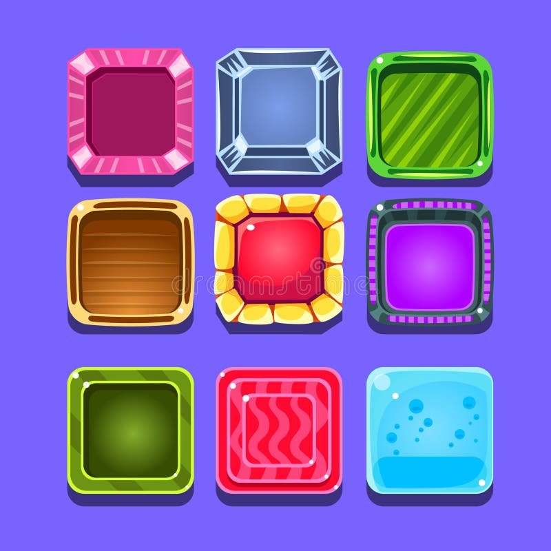 Colorful Gems Flash Game Element Templates Design Set with