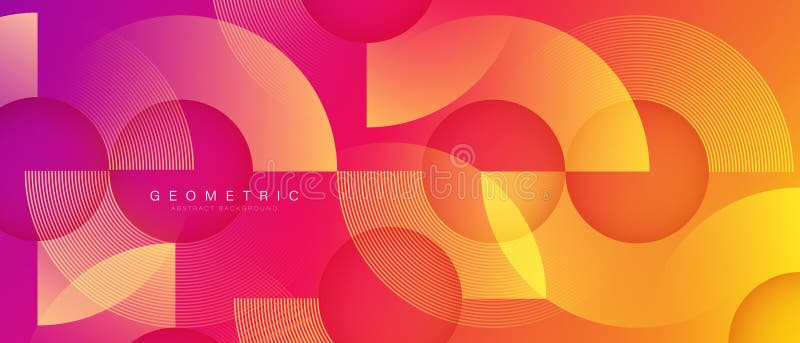 Colorful geometric abstract background. Circle shape and lines graphic design. Geometric pattern. Modern elements. stock illustration