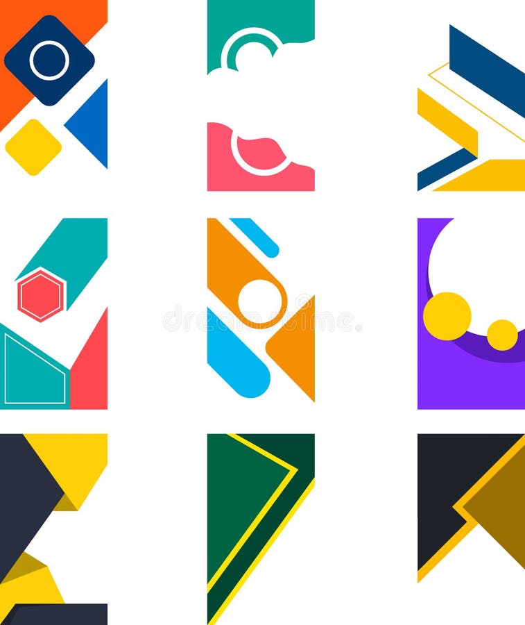 Colorful Geometric Abstract Flyer Layout Collection for Modern Creative Design Projects royalty free illustration