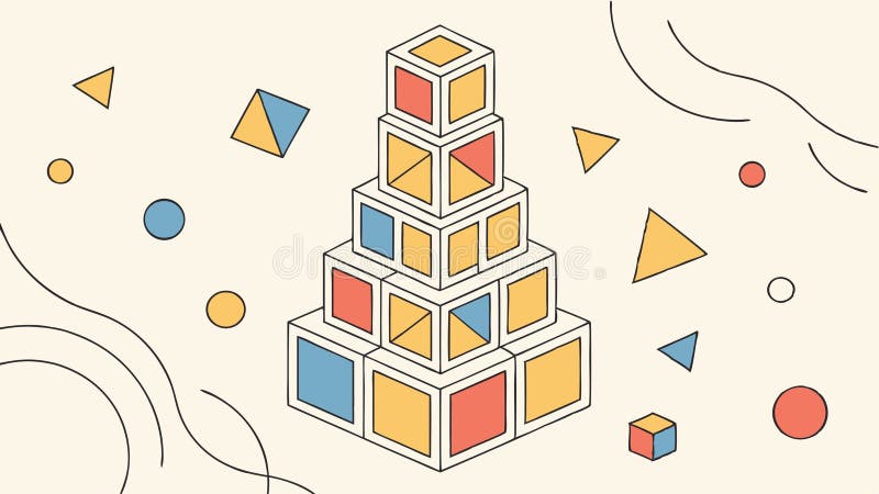 Colorful Geometric Blocks Stacked Abstract Vector, vector design Generative AI vector illustration