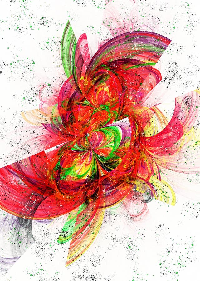 The colorful geometric pattern looks like a flower. Festive abstract fractal background. 3D rendering. royalty free illustration