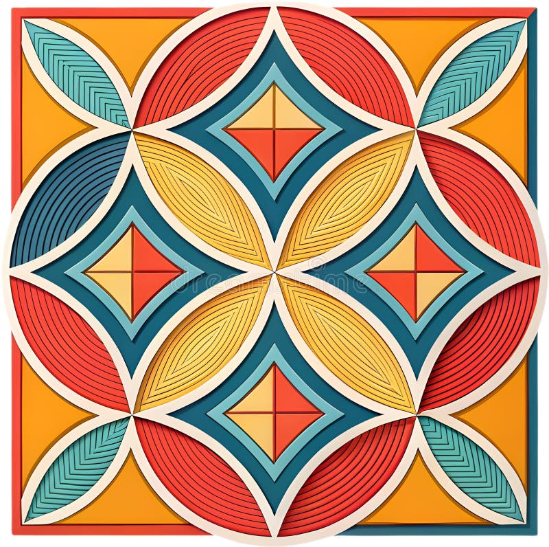 Colorful geometric patterns creating vibrant abstract visual designs for modern art. stock illustration