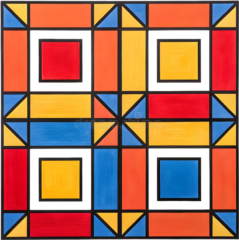 Colorful geometric patterns creating vibrant abstract visual designs for modern art. stock illustration