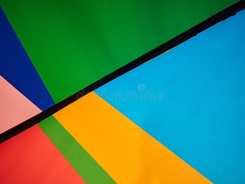 Colorful Geometric Retro Wall Art at a School Stock Photo Image of