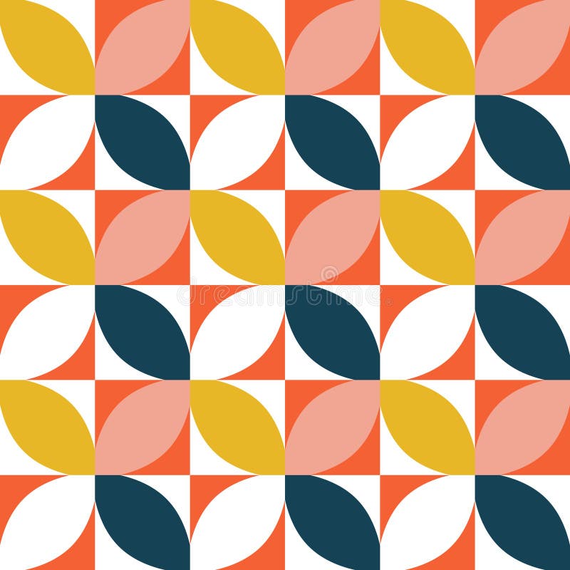 Colorful geometric seamless pattern. Mid century style.