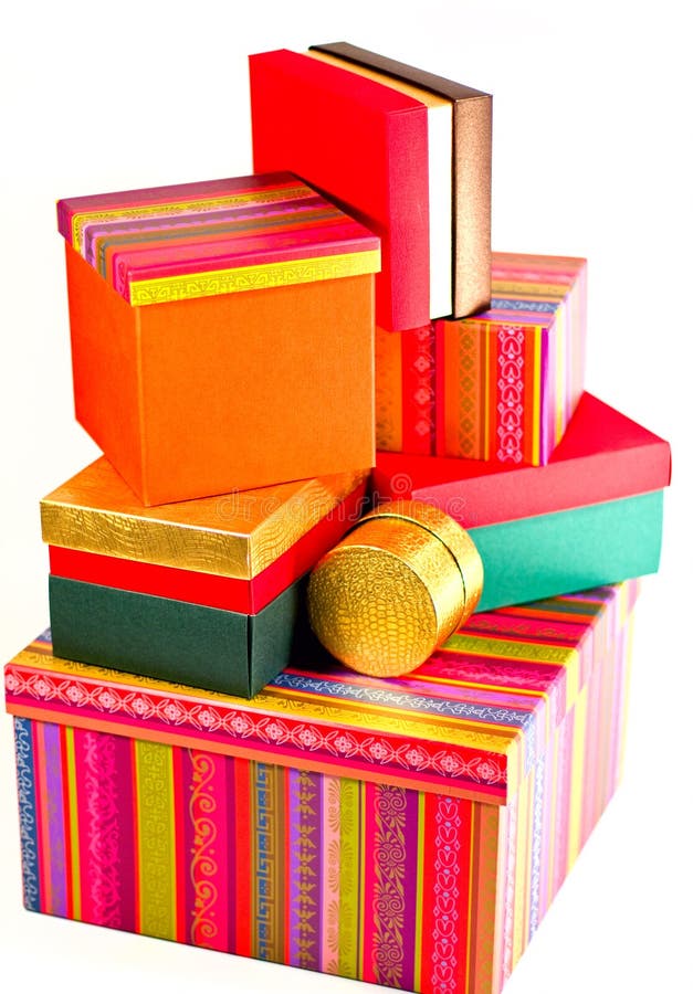 Irregularly Stacked Gift Boxes Stock Image Image of stripes, birthday
