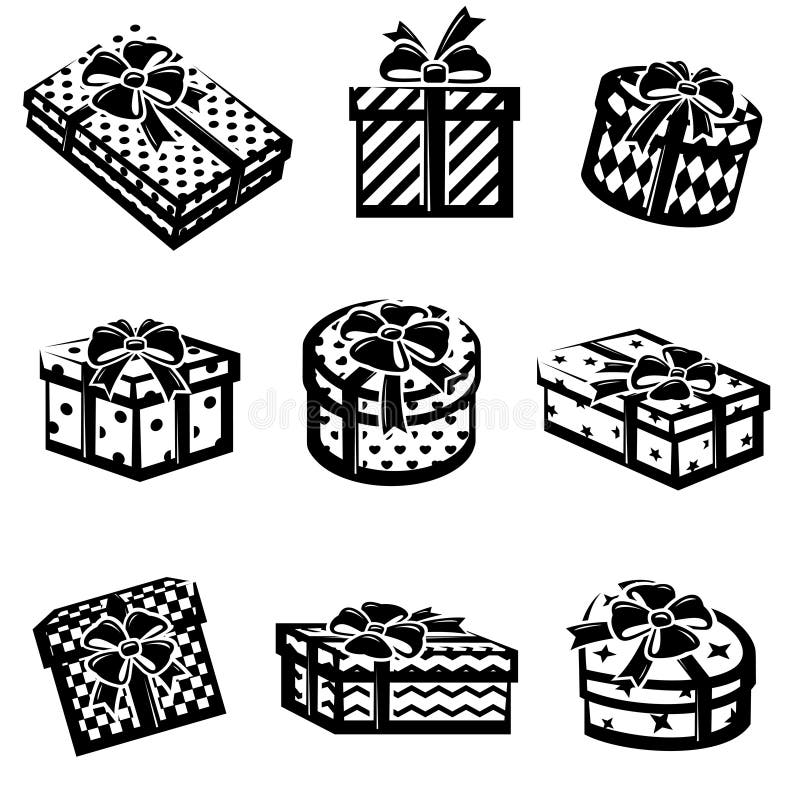 Colorful Gift Boxes Set. Isolated Colorful Gift Boxes Stock