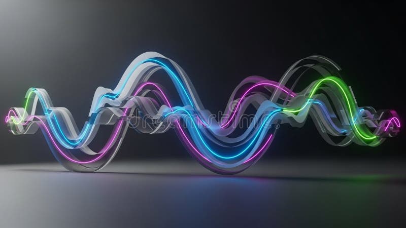 Colorful glowing waveform visualization on dark background royalty free illustration