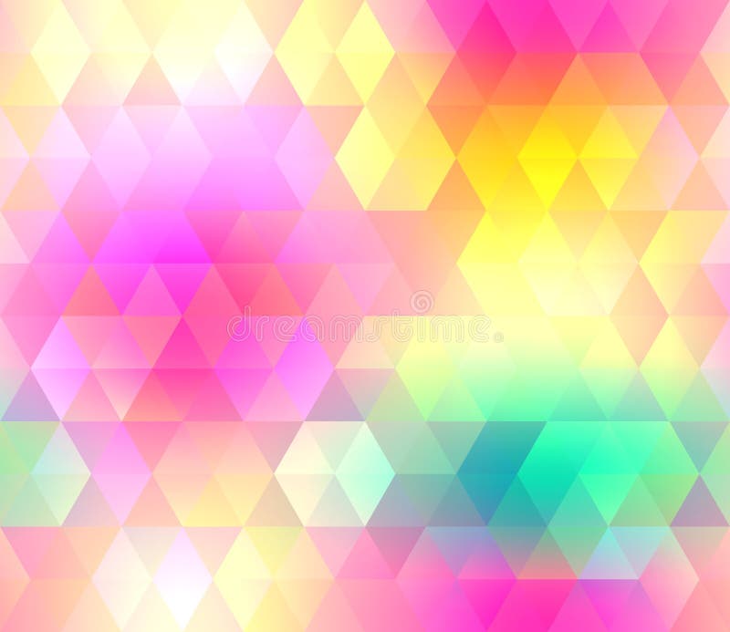 Colorful gradient hexagonal background in bright rainbow colors. Abstract blurred image. stock illustration